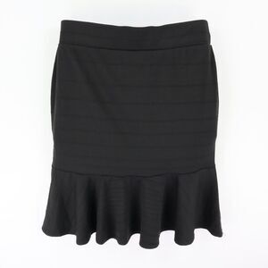 Olivia Blu Pencil Skirt Womens 2XL Black Polyester Blend Stretch Ruffles Pull-On